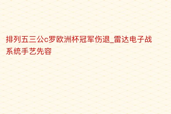 排列五三公c罗欧洲杯冠军伤退_雷达电子战系统手艺先容